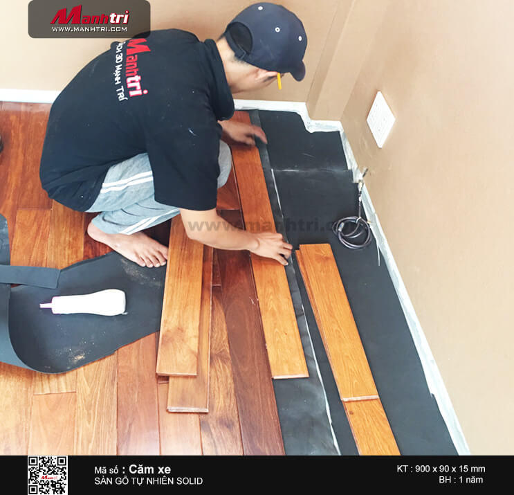 Thi công sàn gỗ tự nhiên Căm Xe Solid tại Lãnh Binh Thăng