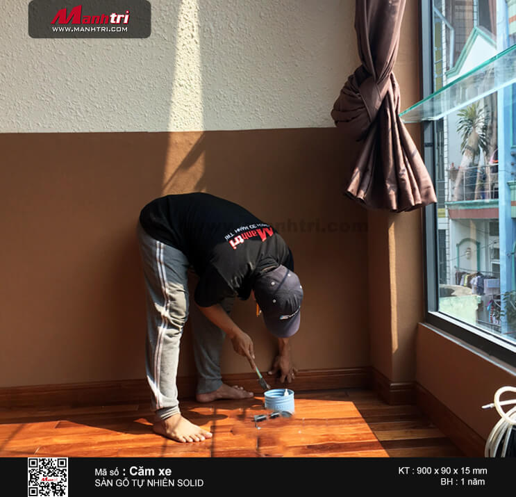 Thi công sàn gỗ tự nhiên Căm Xe Solid tại Lãnh Binh Thăng