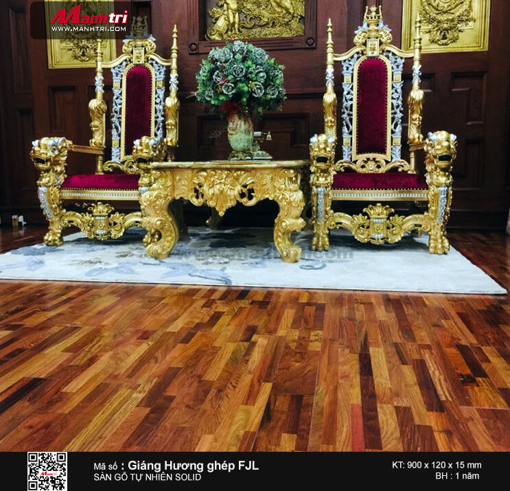 Thi công sàn gỗ tự nhiên Giáng hương ghép FJL tại Bình Thạnh