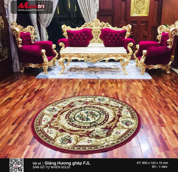 Thi công sàn gỗ tự nhiên Giáng hương ghép FJL tại Bình Thạnh