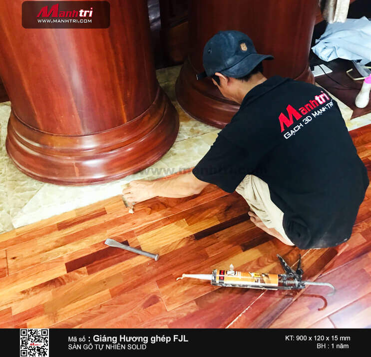 Thi công sàn gỗ tự nhiên Giáng hương ghép FJL tại Bình Thạnh