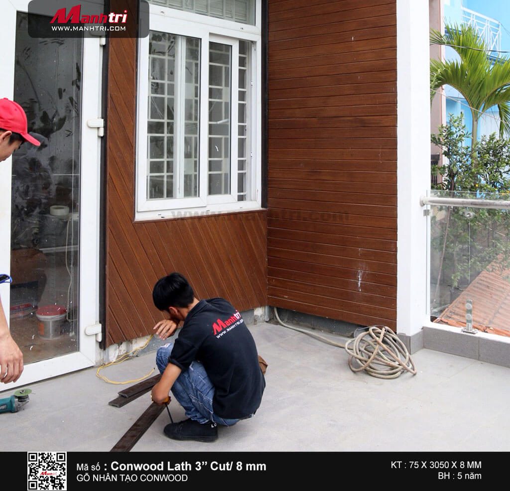 Thi công gỗ Conwood ốp trần Lath 3 Cut/ 8 mm tại Q.12