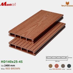 Sàn gỗ Nhựa Techwood HD140x25-4S-Red Brown