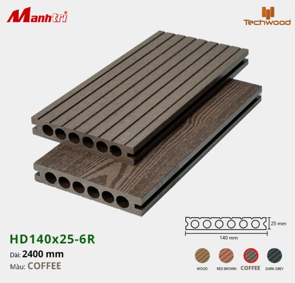 Sàn gỗ Nhựa Techwood HD140x25-6R-Coffee