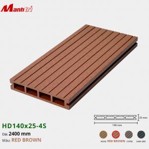 Sàn gỗ Nhựa HD140x25-4S-Red brown