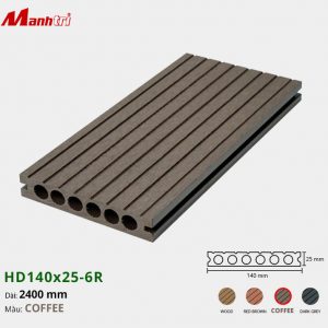 Sàn gỗ Nhựa HD140x25-6R-Coffee