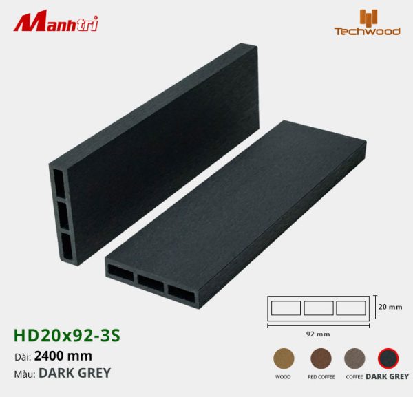 Thanh lam gỗ Techwood HD20x92-3S-Dark Grey