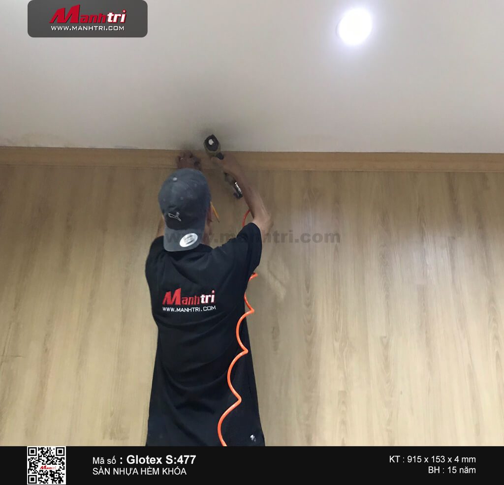 Thi công sàn nhựa hèm khóa Glotex S:477 tại Bà Hạt, Q.10