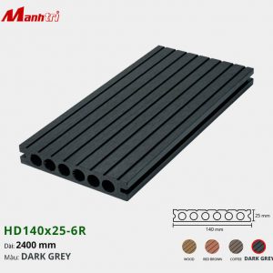 Sàn gỗ Nhựa HD140x25-6R-Dark Grey