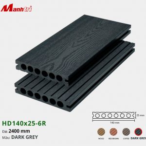 Sàn gỗ Nhựa HD140x25-6R-Dark Grey