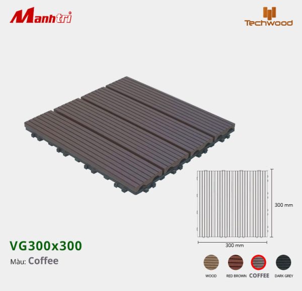 Vỉ gỗ nhựa lót sàn Techwood VG300x300-Coffee