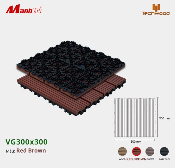 Vỉ gỗ nhựa lót sàn Techwood VG300x300-Red Brown
