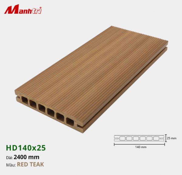 Sàn gỗ nhựa HD140x25-Red Teak