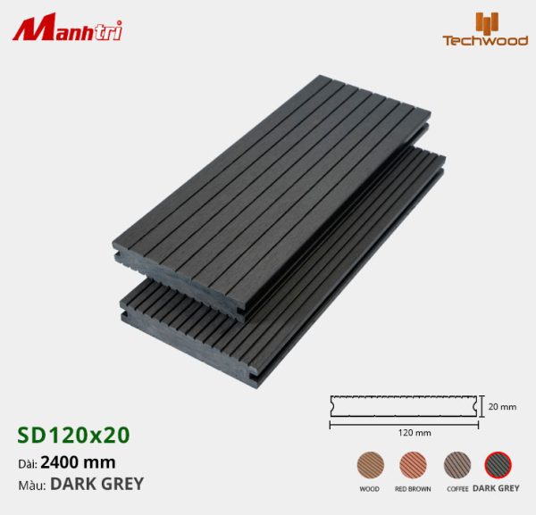 Sàn gỗ nhựa Techwood SD120x20-Dark Grey