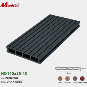 Sàn gỗ Nhựa HD140x25-4S-Dark Grey