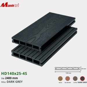 Sàn gỗ Nhựa HD140x25-4S-Dark Grey
