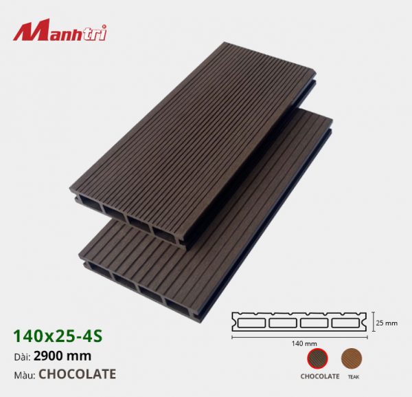 Sàn gỗ nhựa Techwood 140x25-4S-Chocolate