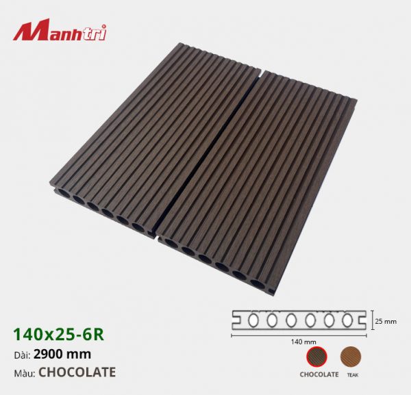 Sàn gỗ nhựa Techwood 140x25-6R-Chocolate