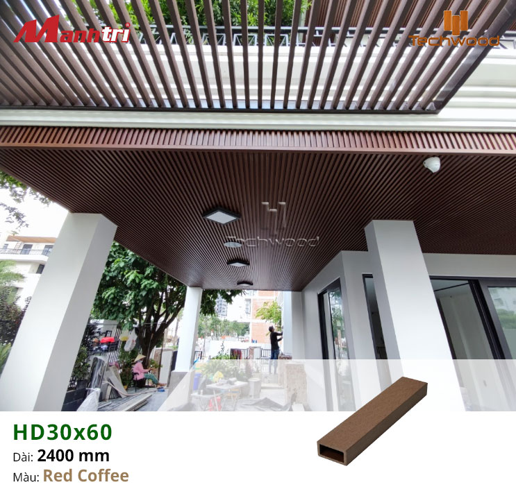 Công trình gỗ nhựa HD30x60-Red Coffee