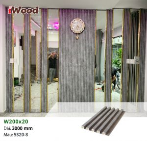Tấm lam sóng iWood W200x20-5S20-8 ốp trên kính
