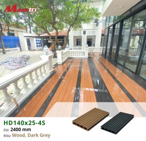 Sàn gỗ nhựa HD140x24-4S-Wood, Drak Grey
