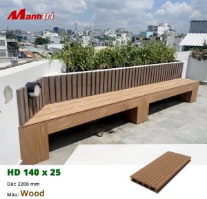 Ghế gỗ nhựa + lam gỗ nhựa trang trí cho ban công ngoài trời