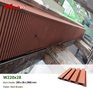 Gỗ Nhựa Ốp Tường,Trần Mạnh Trí W220x28-Red Brown