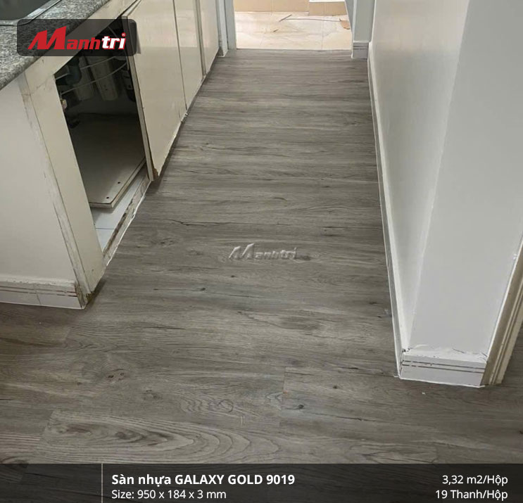 Thi công sàn nhựa dán keo Galaxy Gold 9019 tại Q.Bình Thạnh