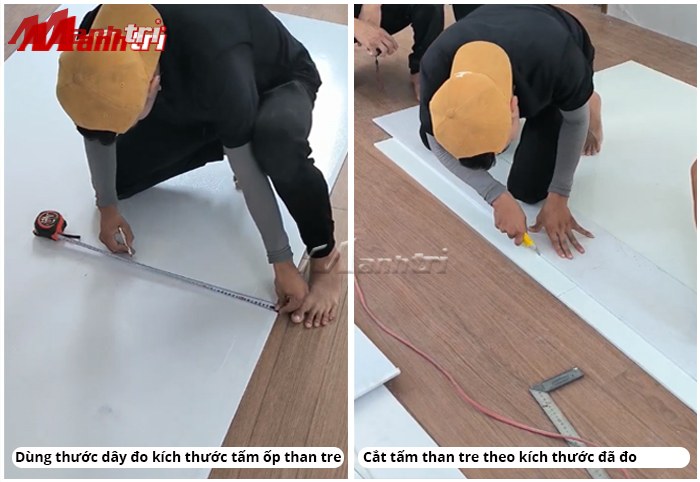 Quy trình thi công tấm ốp than tre iWood — hình tổng quan