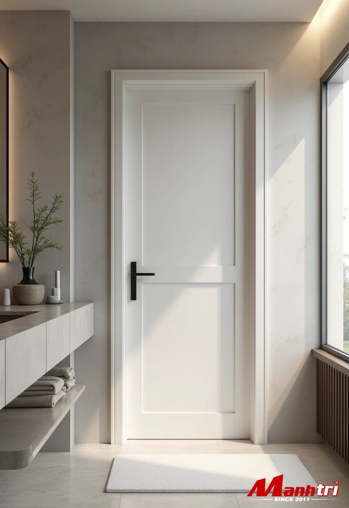 Mẫu cửa nhựa composite trắng phòng tắm