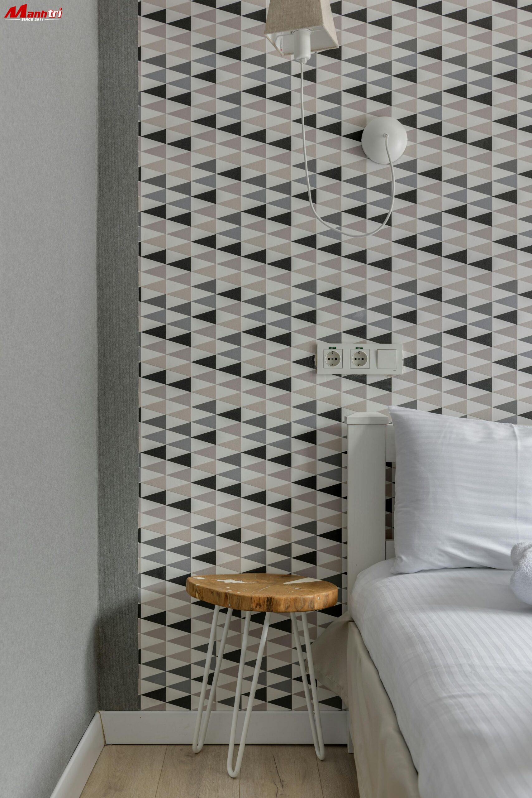 Giấy dán tường hiện đại minimalist — phòng ngủ tone trung tính