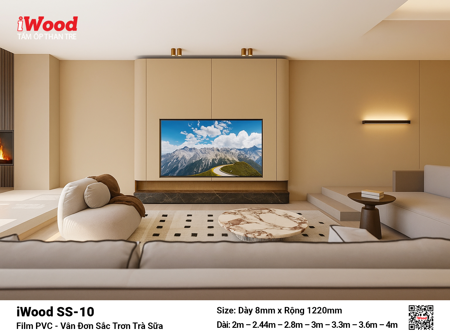 Tấm ốp than tre vân đơn sắc iWood SS-10
