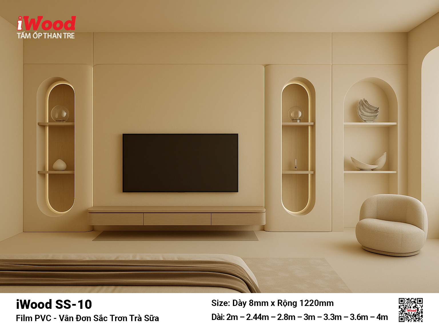 Tấm ốp than tre vân đơn sắc iWood SS-10
