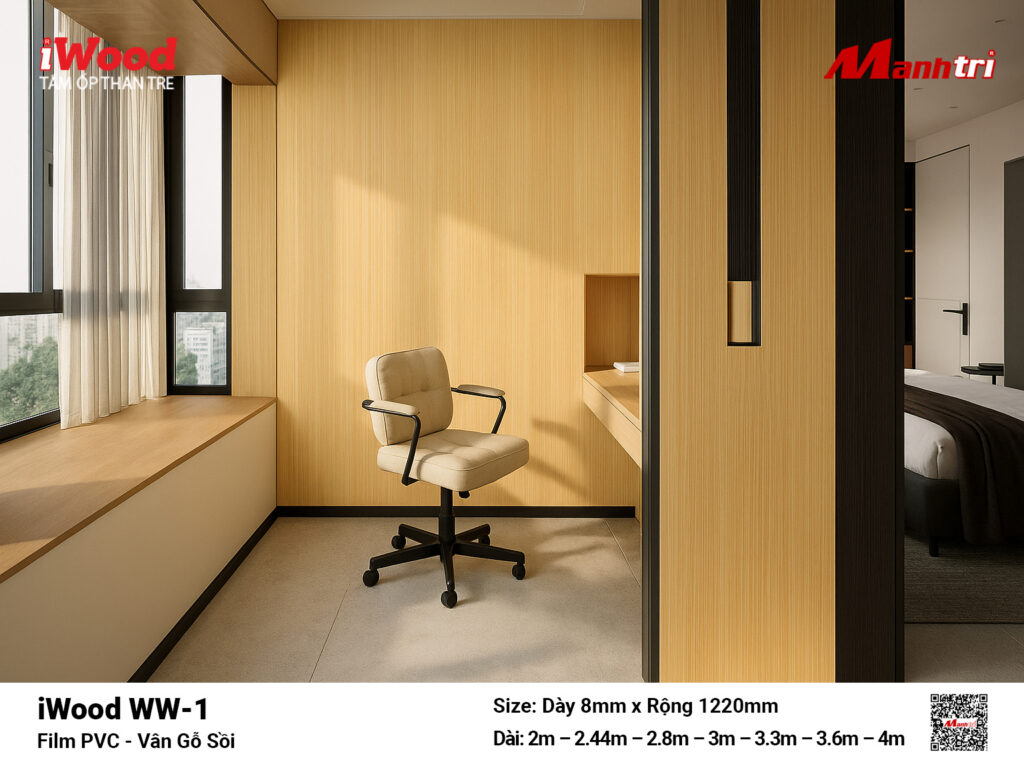 Tấm ốp than tre vân gỗ chống xước iWood WW-1
