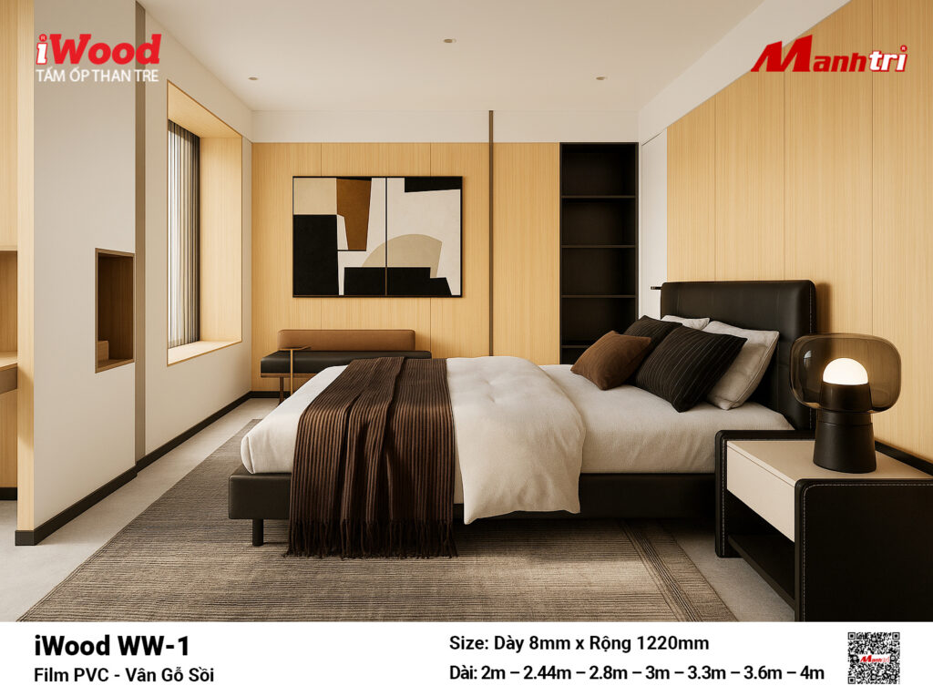 Tấm ốp than tre vân gỗ chống xước iWood WW-1