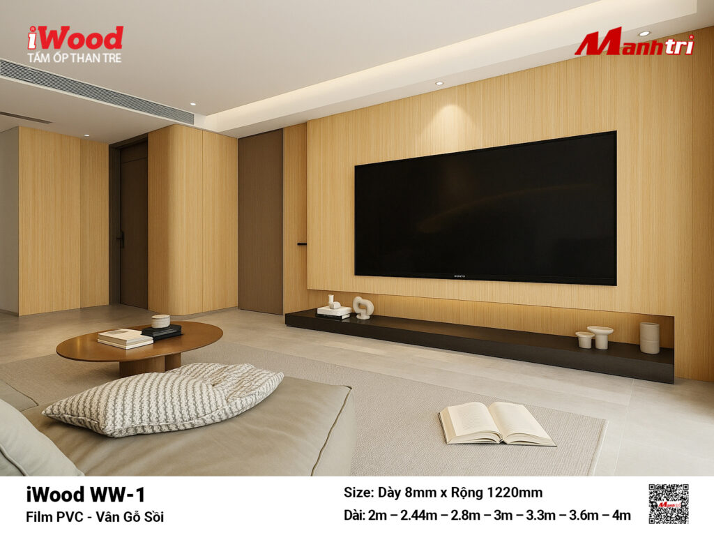 Tấm ốp than tre vân gỗ chống xước iWood WW-1