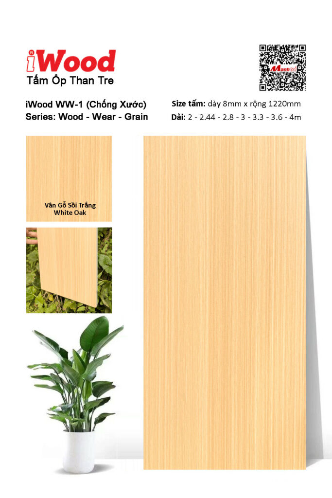 Tấm ốp than tre vân gỗ chống xước iWood WW-1