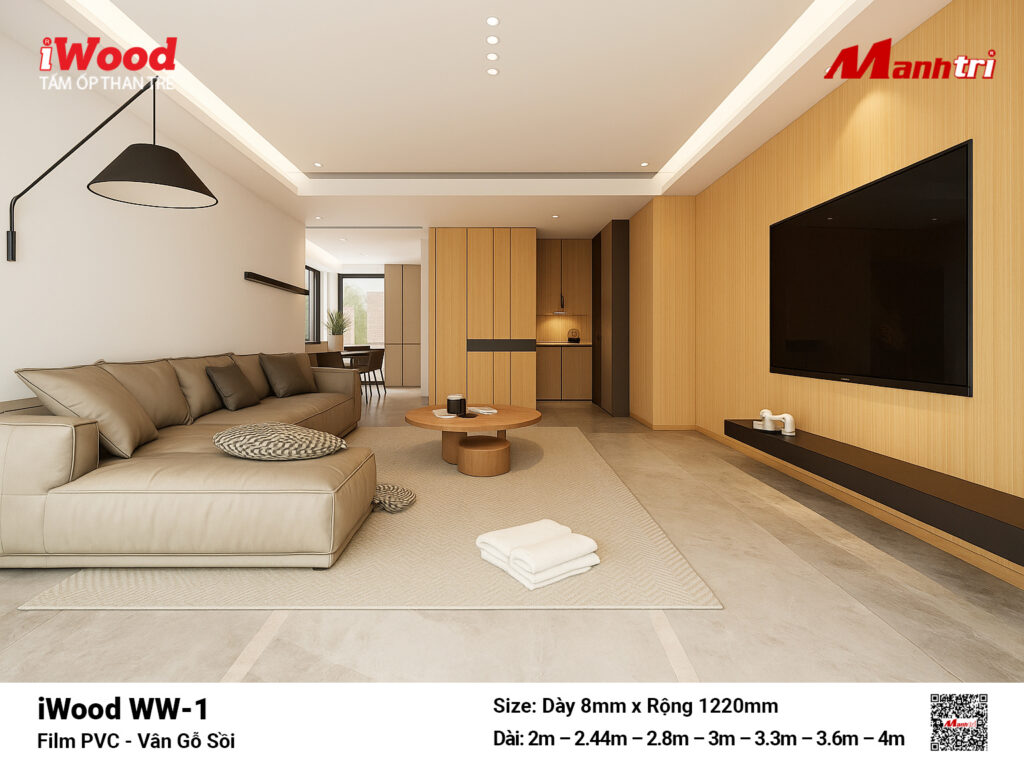 Tấm ốp than tre vân gỗ chống xước iWood WW-1