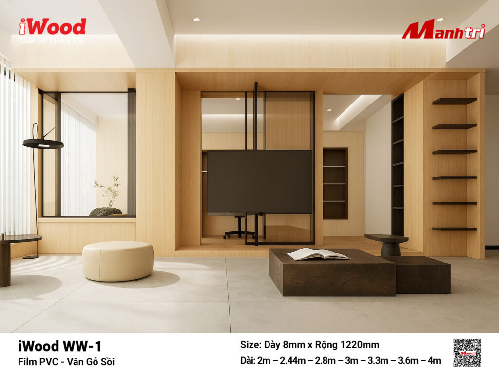 Tấm ốp than tre vân gỗ chống xước iWood WW-1