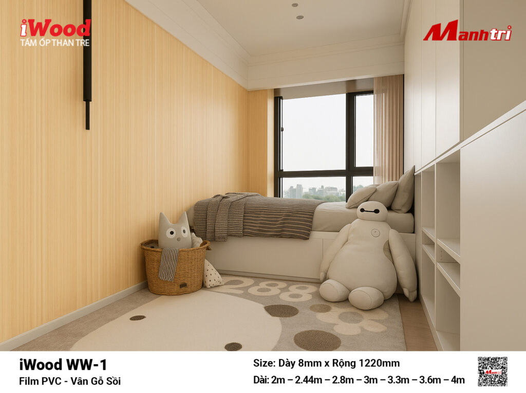Tấm ốp than tre vân gỗ chống xước iWood WW-1