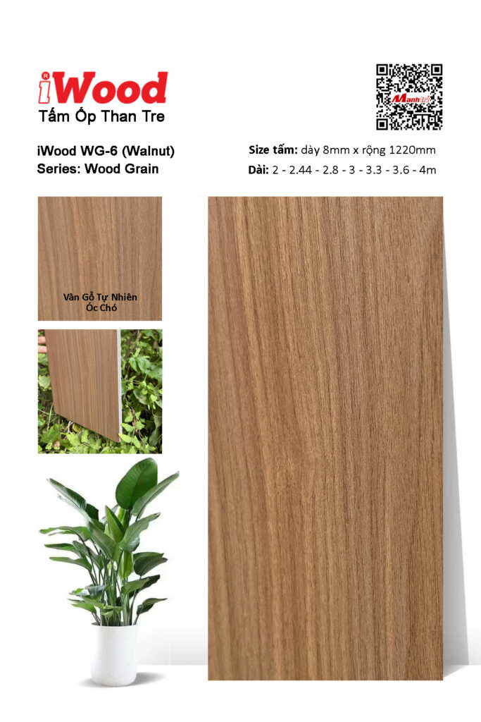Tấm ốp than tre vân gỗ iWood WG-6