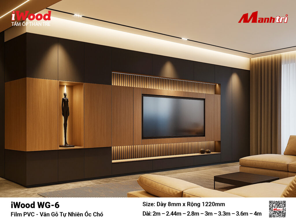 Tấm ốp than tre vân gỗ iWood WG-6