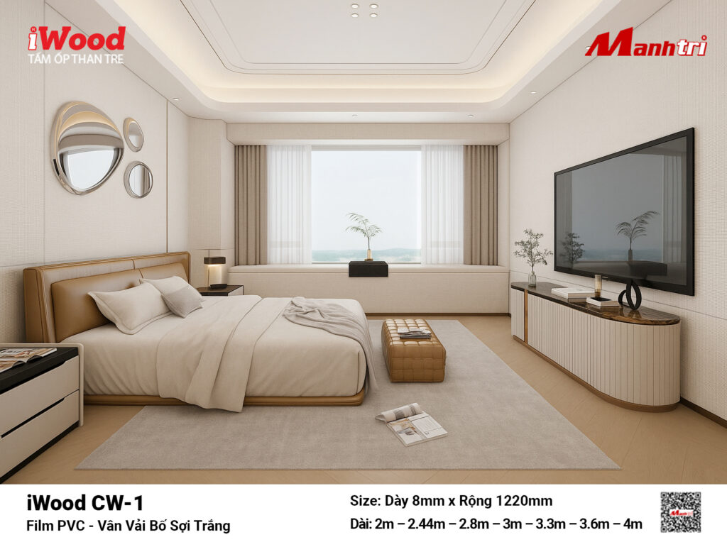 Tấm ốp than tre vân vải chống xước iWood CW-1
